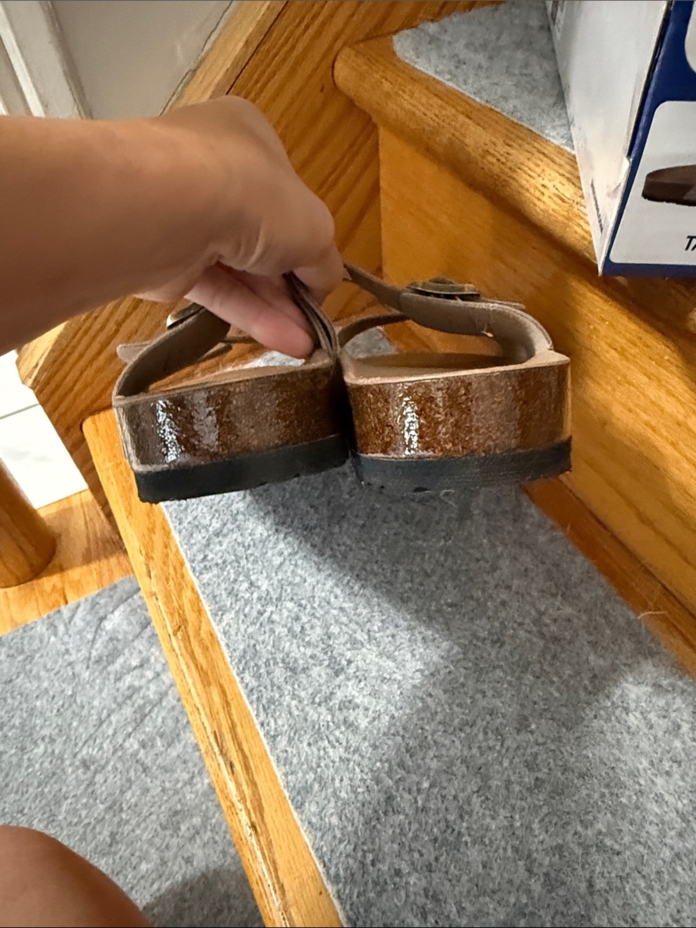 Skechers Taupe Double Buckle Luxe Foam Sandals - Picture 7 of 9
